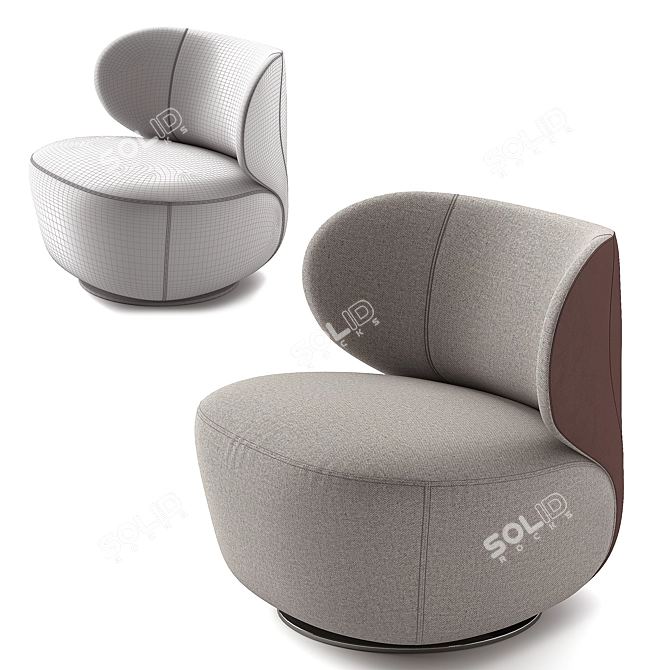 Luxurious Swivel Armchair With Patchwork 3D model image 2