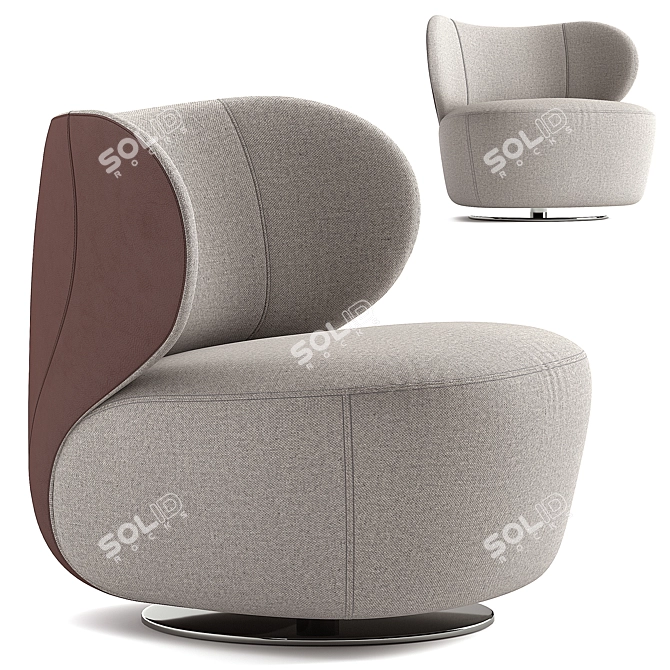 Luxurious Swivel Armchair With Patchwork 3D model image 3