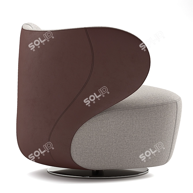 Luxurious Swivel Armchair With Patchwork 3D model image 4