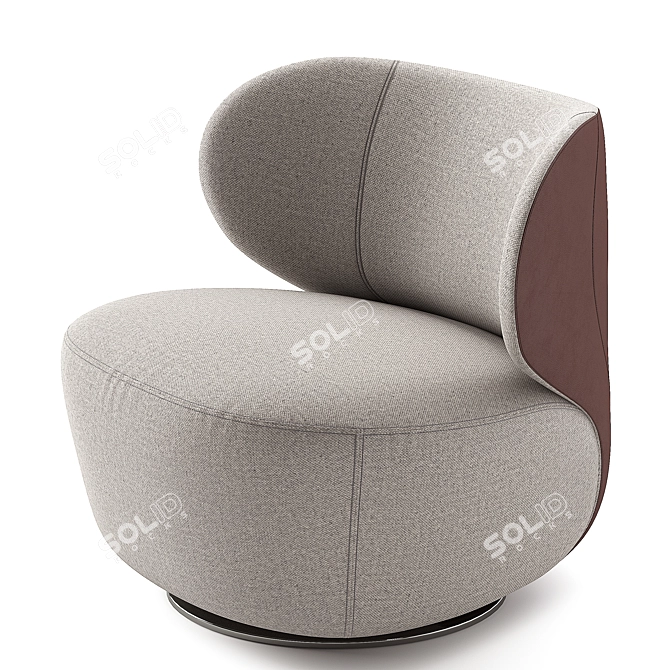 Luxurious Swivel Armchair With Patchwork 3D model image 6