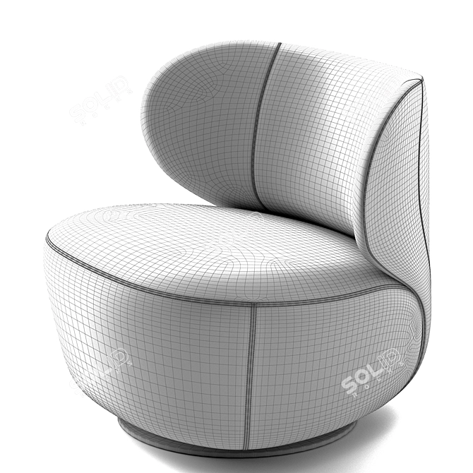 Luxurious Swivel Armchair With Patchwork 3D model image 7