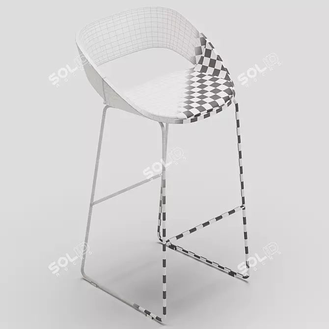 Modern Kabira Wood Stool Arrmet 3D model image 6