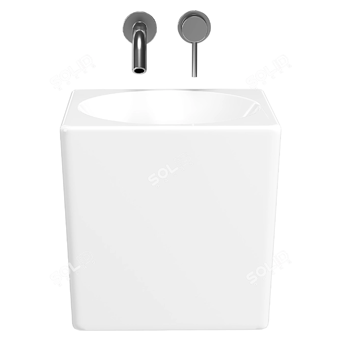 Scarabeo Cube White Hand Washbasin 3D model image 4