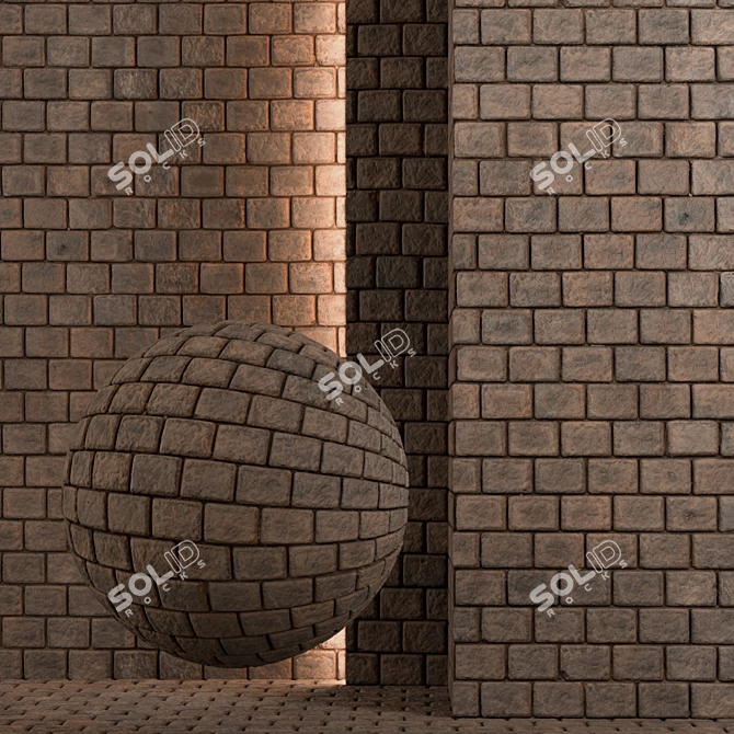 Seamless Brick Floor Texture Kit 3D model image 1