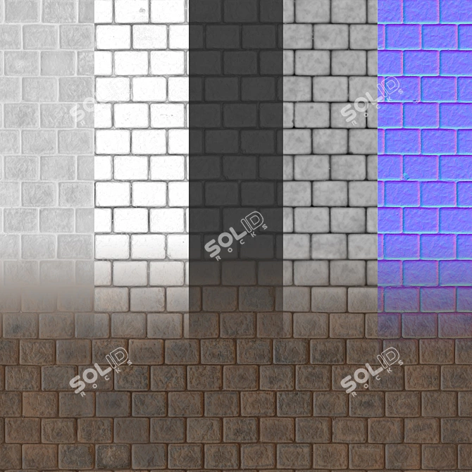 Seamless Brick Floor Texture Kit 3D model image 2