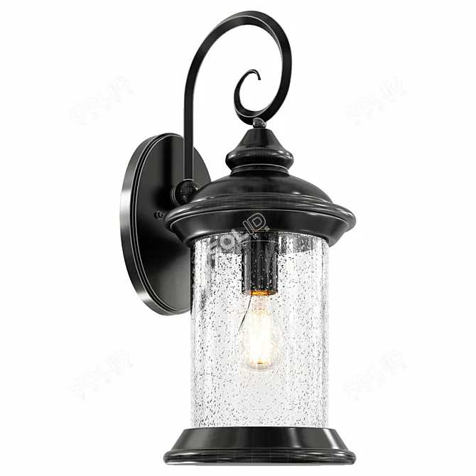 Modern Textured Black Wall Lantern 3D model image 1