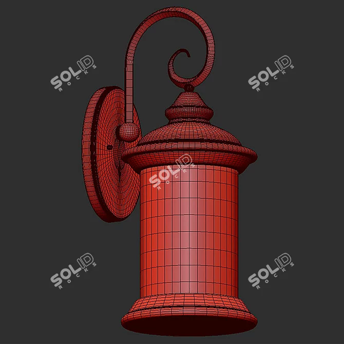 Modern Textured Black Wall Lantern 3D model image 2