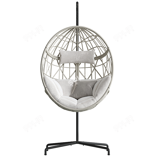 Elegant Wicker Swing Egg Chair 3D model image 3