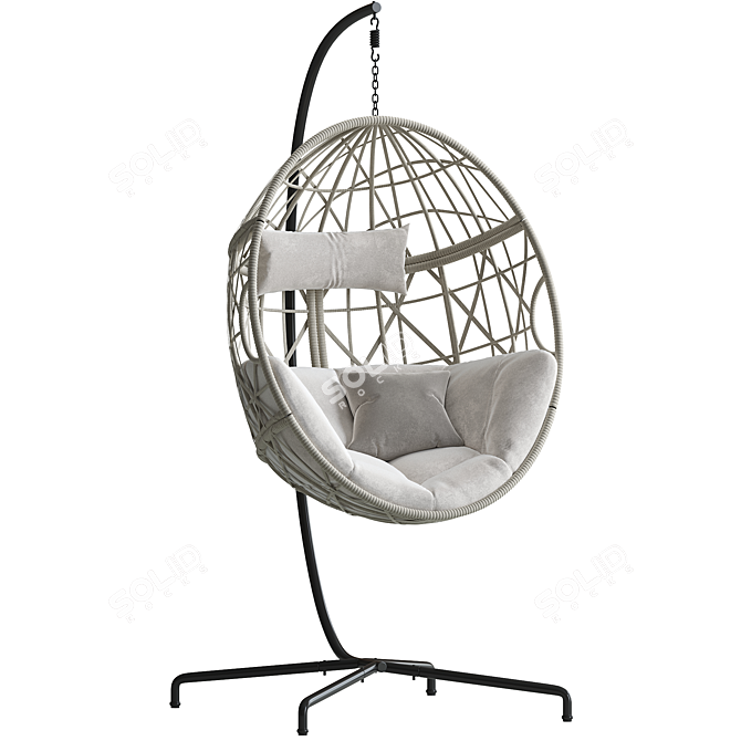 Elegant Wicker Swing Egg Chair 3D model image 4