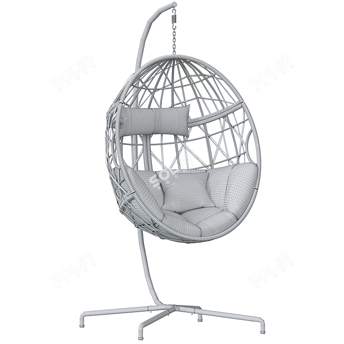 Elegant Wicker Swing Egg Chair 3D model image 6