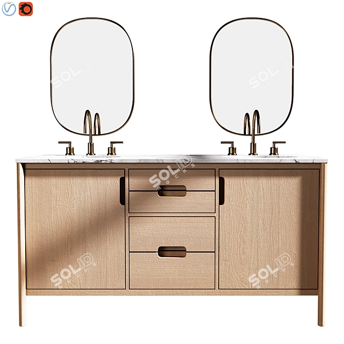 Manzanita 60 Double Sink Vanity 3D model image 1