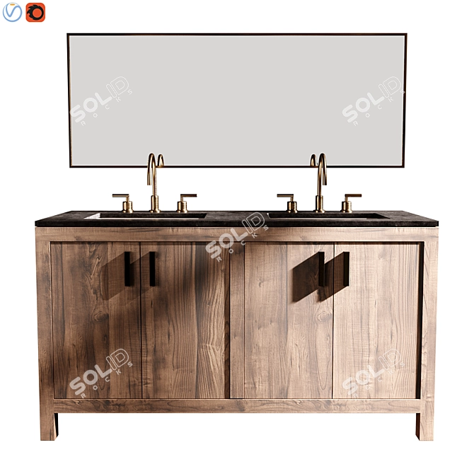 Elegance 60" Dual Basin Vanity 3D model image 1