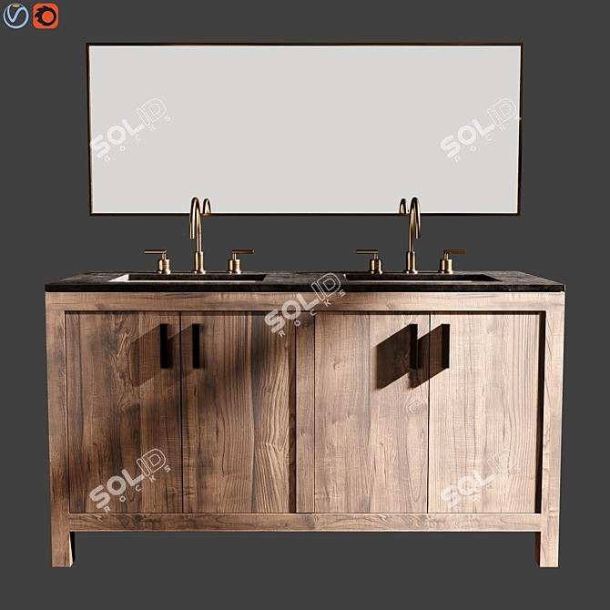 Elegance 60" Dual Basin Vanity 3D model image 2