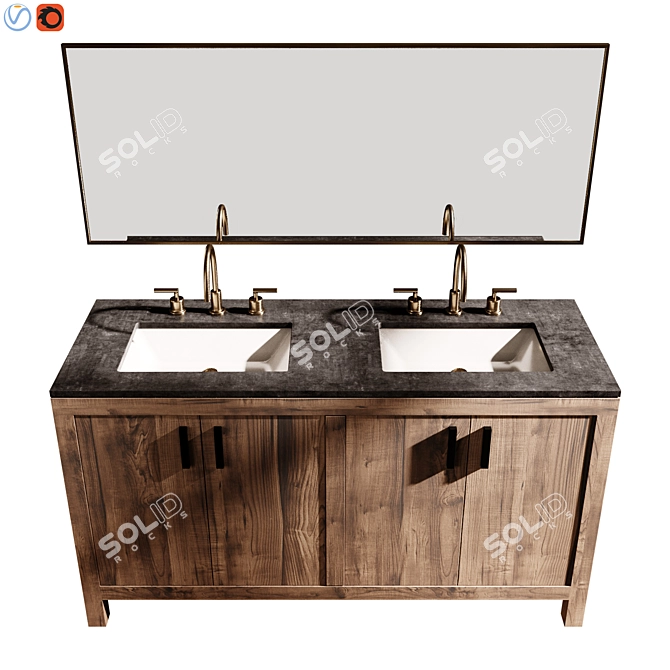 Elegance 60" Dual Basin Vanity 3D model image 3