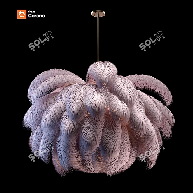 Modern Feather Chandelier 3D Model 3D model image 1