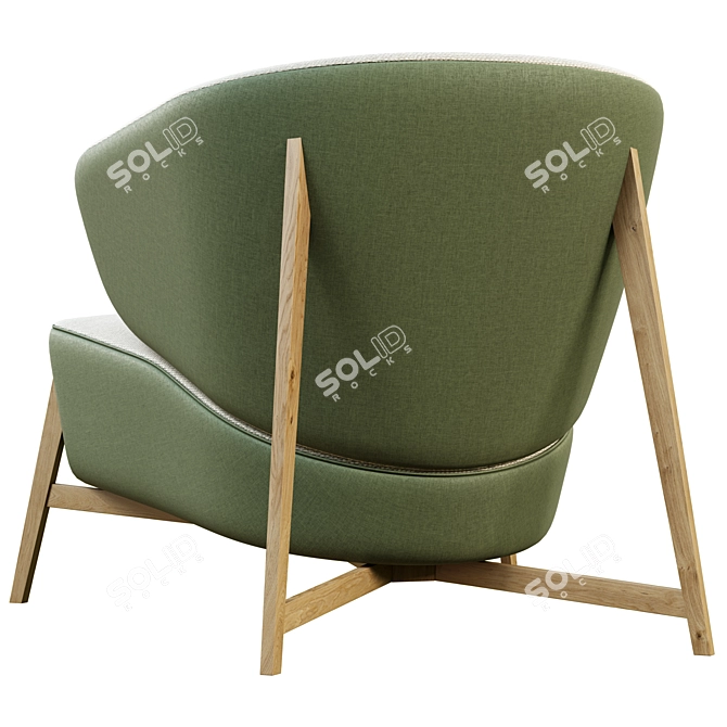 Italian Handmade Green Gray Armchair 3D model image 2