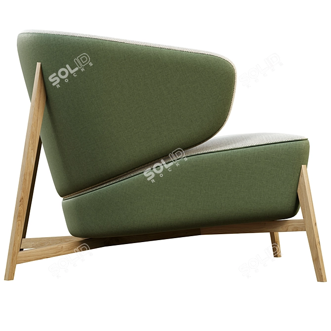 Italian Handmade Green Gray Armchair 3D model image 3