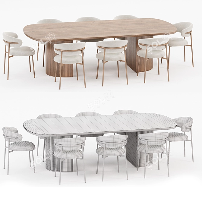 Modern Dining Set Furniture Collection 3D model image 2