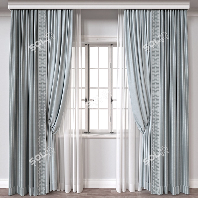 Modern Curtain A115 Render Vray 3D model image 1