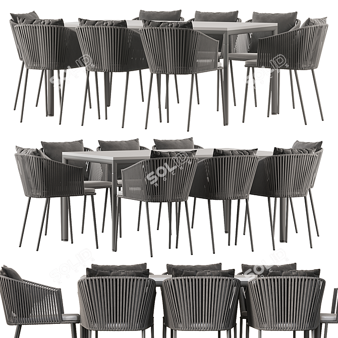 Title: CANE-LINE MOMENTS Dining Table 3D model image 3