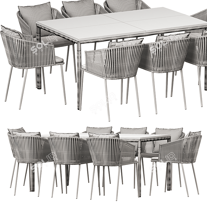 Title: CANE-LINE MOMENTS Dining Table 3D model image 4