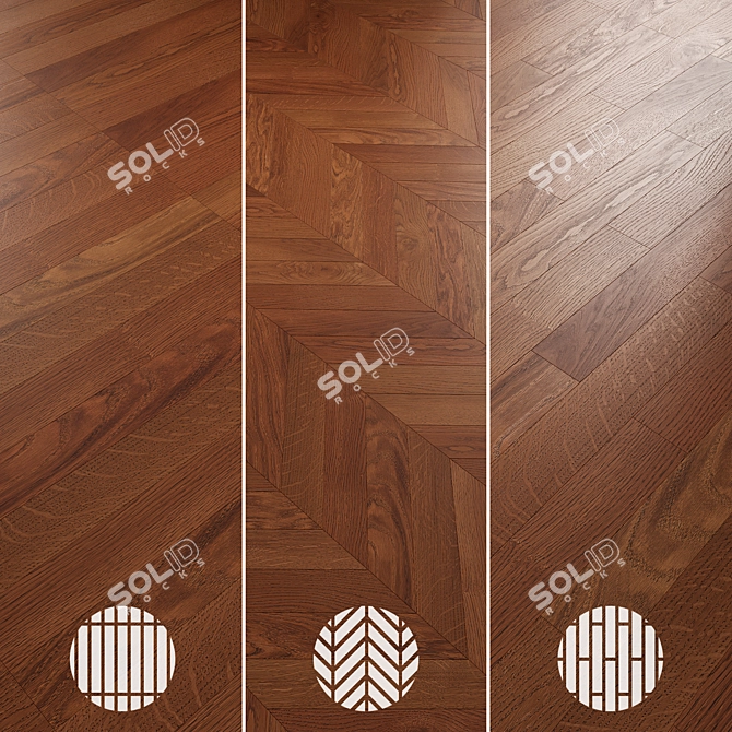 Oak Parquet Flooring Collection 3D model image 6