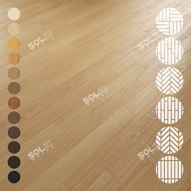 Oak Parquet Flooring Collection 3D model image 1