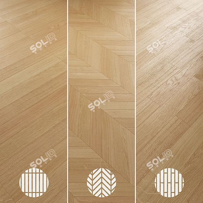 Oak Parquet Flooring Collection 3D model image 5