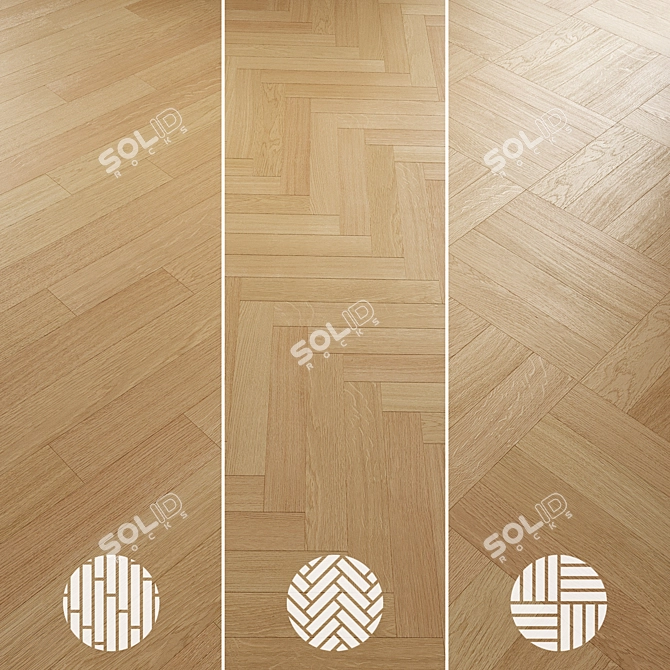 Oak Parquet Flooring Collection 3D model image 6