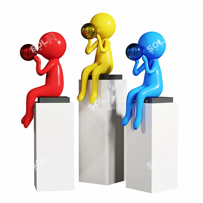 Bubble Blowing Cartoon Character Sculpture 3D model image 2