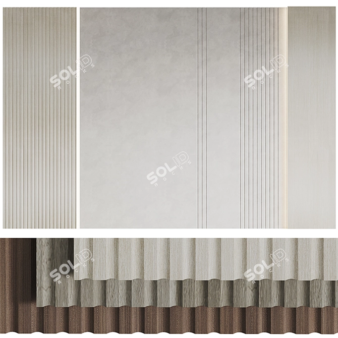 Wood 3 Decorative Wall Panels 3D model image 1