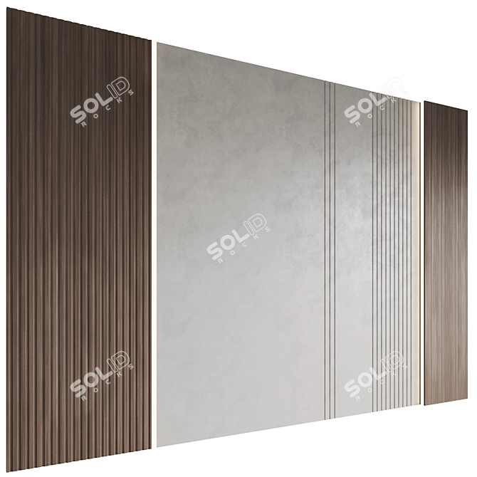 Wood 3 Decorative Wall Panels 3D model image 4