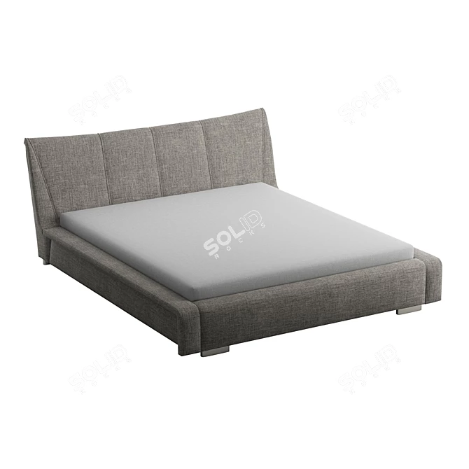 NANTES Gray Linen King Bed 3D model image 1