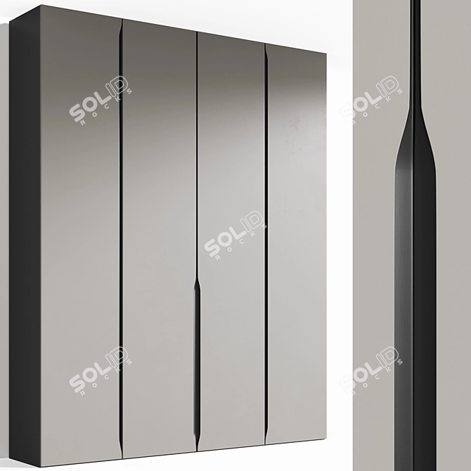 Modern Metal Handle Wardrobe 3D model image 1