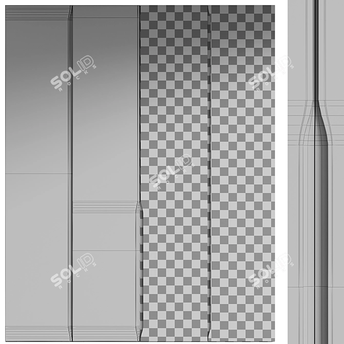 Modern Metal Handle Wardrobe 3D model image 4