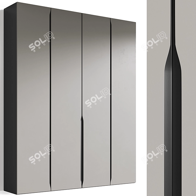 Modern Metal Handle Wardrobe 3D model image 5