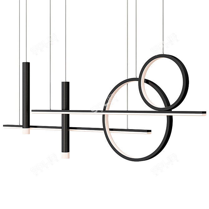 Minimalist Circle Pendant Chandelier 3D model image 2