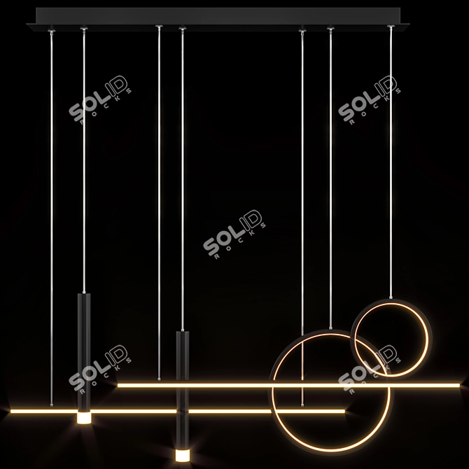 Minimalist Circle Pendant Chandelier 3D model image 3