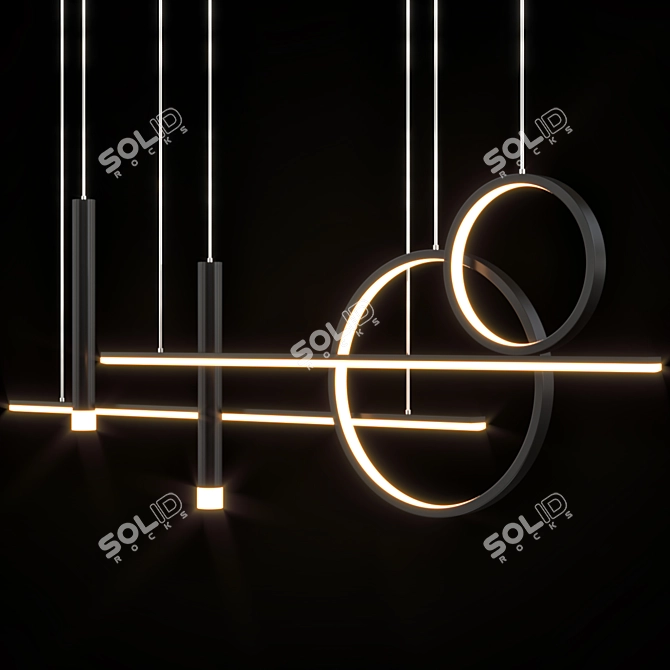 Minimalist Circle Pendant Chandelier 3D model image 4