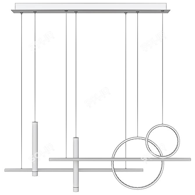 Minimalist Circle Pendant Chandelier 3D model image 6