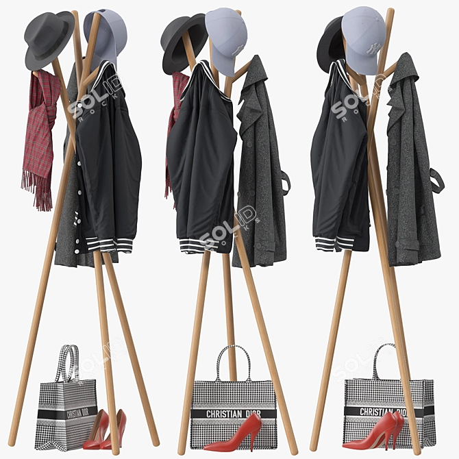 Modern Coat Rack Stand Holder 3D model image 1