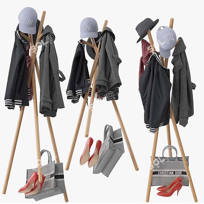 Modern Coat Rack Stand Holder 3D model image 2