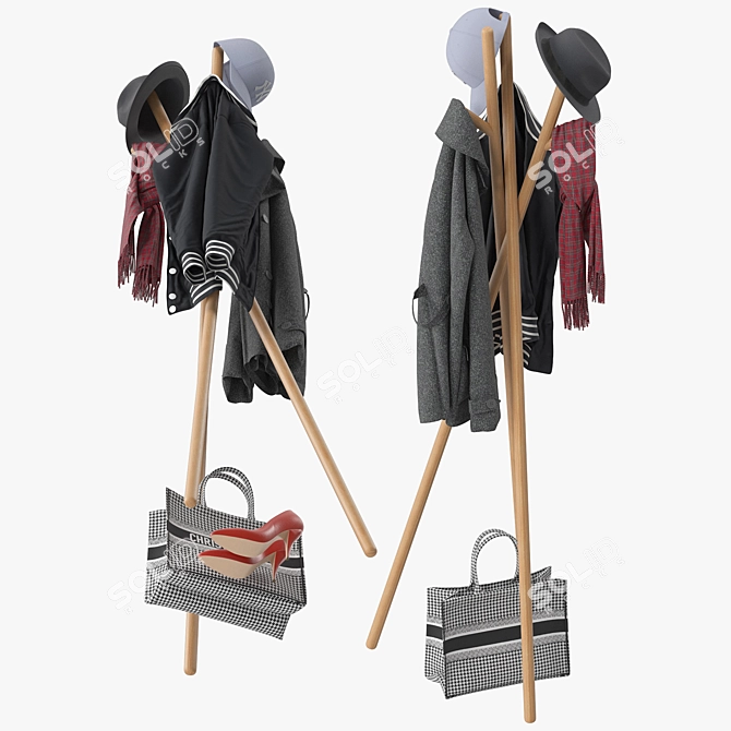 Modern Coat Rack Stand Holder 3D model image 3