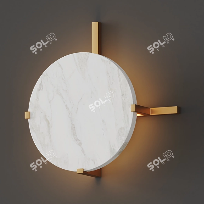 Minimalist Marble Disc Wall Light 3D model image 1