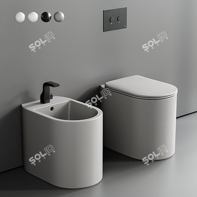 Astra Ceramic Rimless Toilet Bidet 3D model image 1