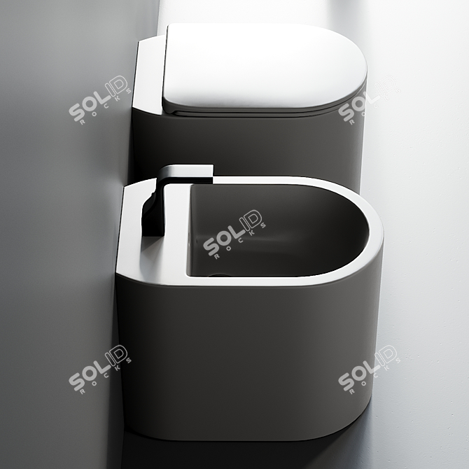 Astra Ceramic Rimless Toilet Bidet 3D model image 4