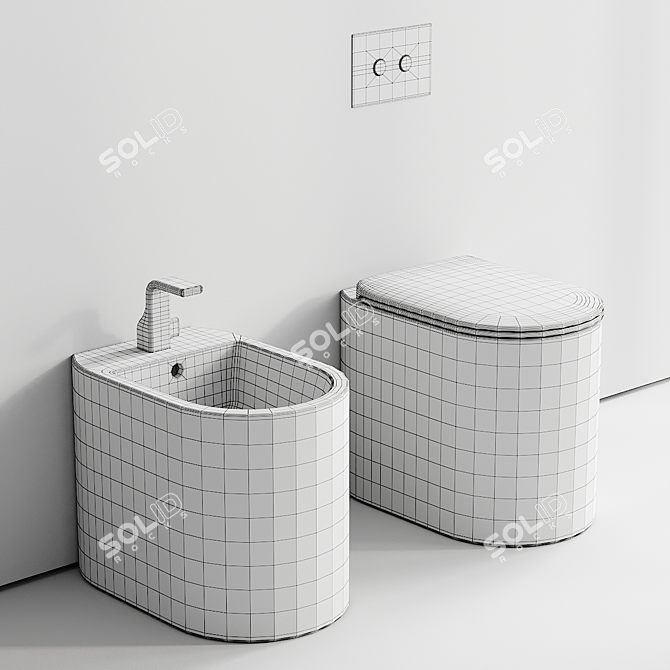 Astra Ceramic Rimless Toilet Bidet 3D model image 5