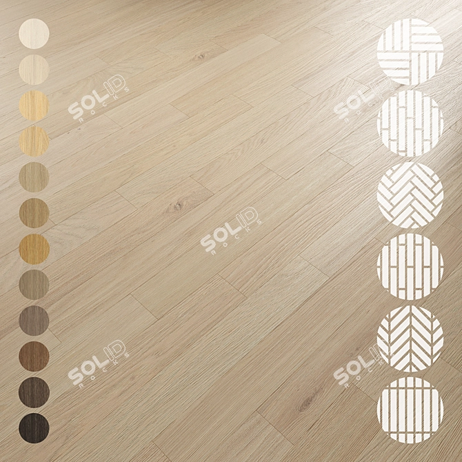 Oak Parquet Flooring Samples 3D model image 1