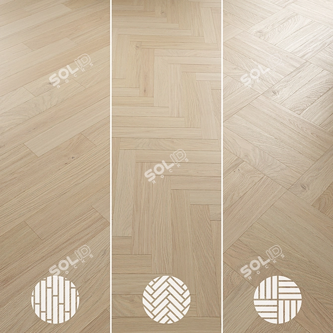 Oak Parquet Flooring Samples 3D model image 5