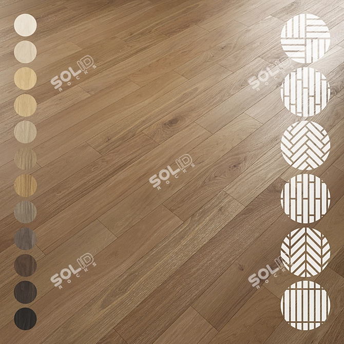 Oak Parquet Flooring Collection 3D model image 1